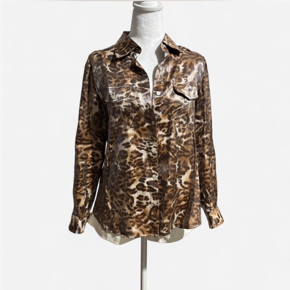 Ruby Rd. Sheen Animal Print Button Up - Picture 2 of 6